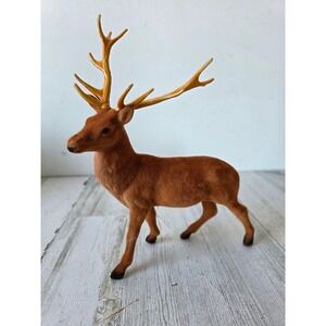 Vintage flocked felt reindeer deer Xmas decor antlers